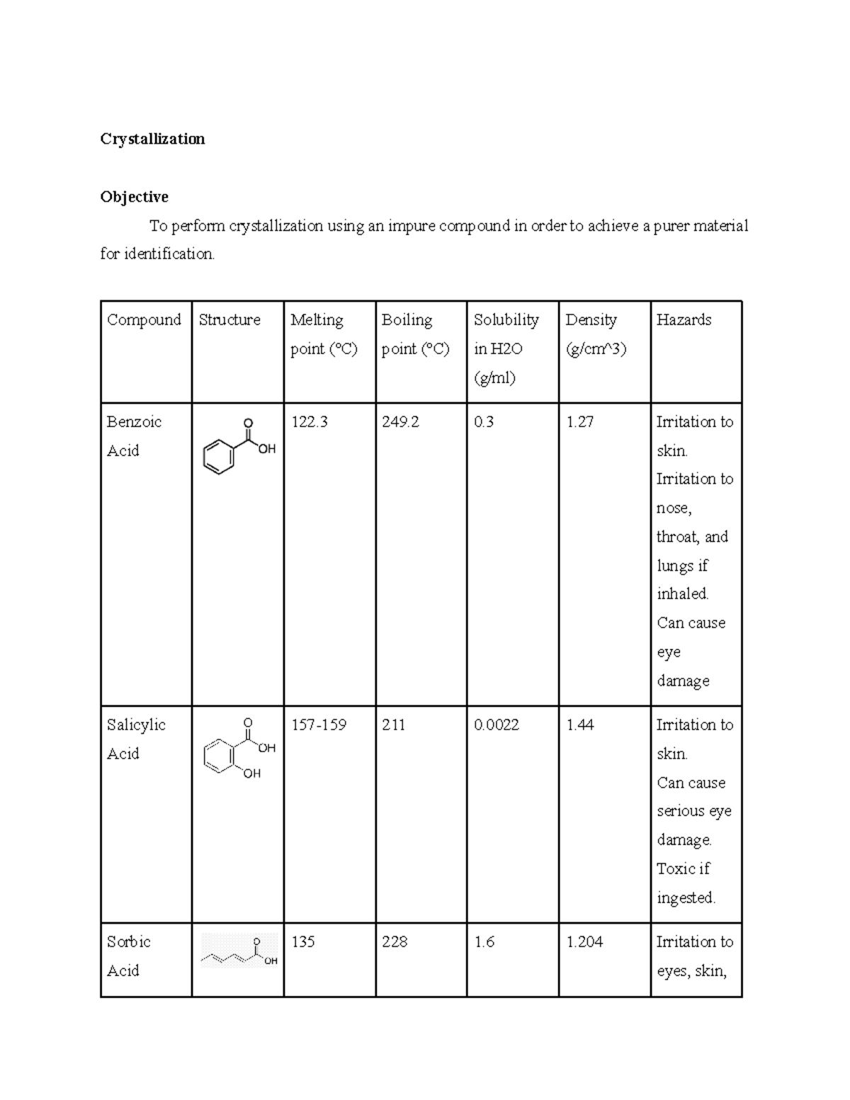 Orgo live lab 2 Crystallization - Crystallization Objective To perform ...