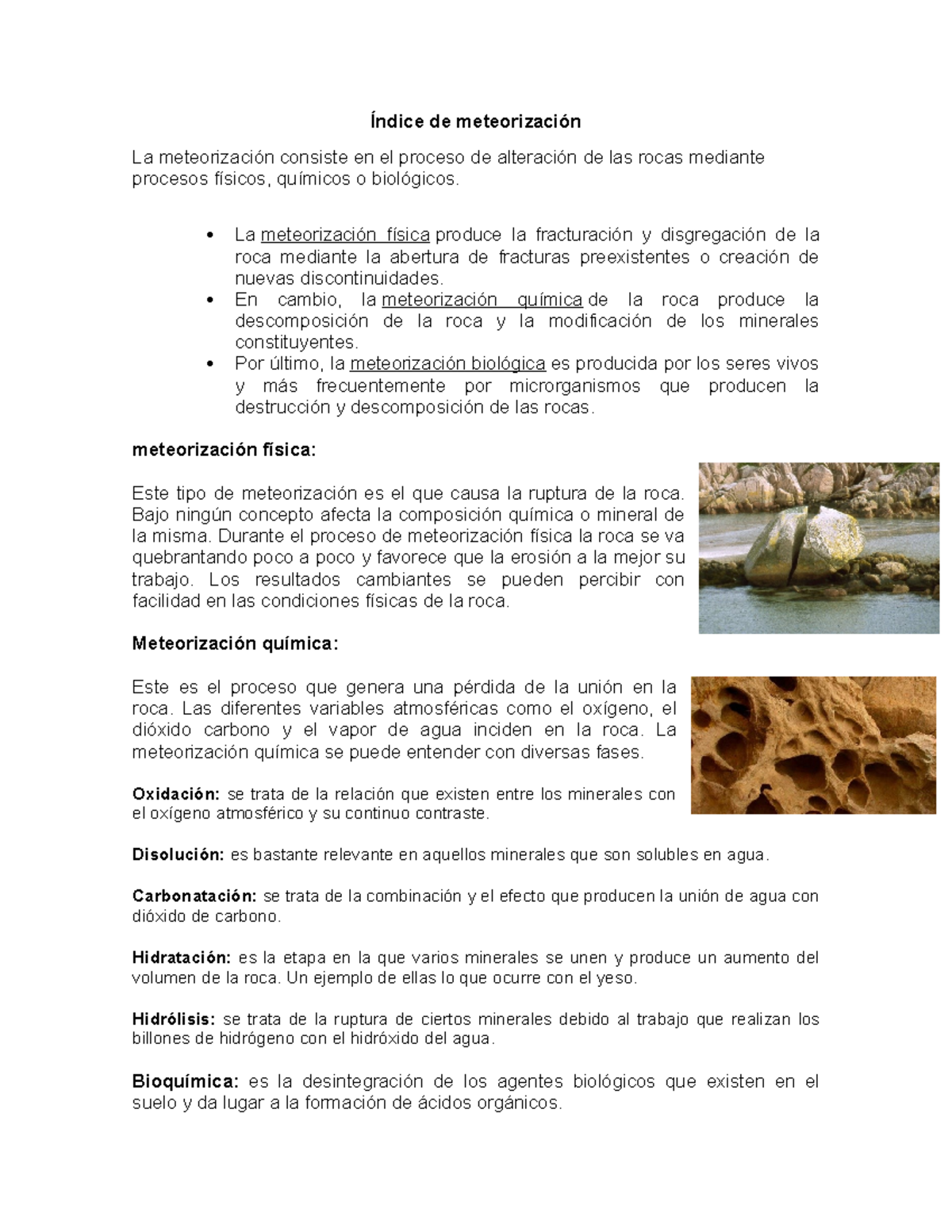 proceso de oxidación por meteorización química