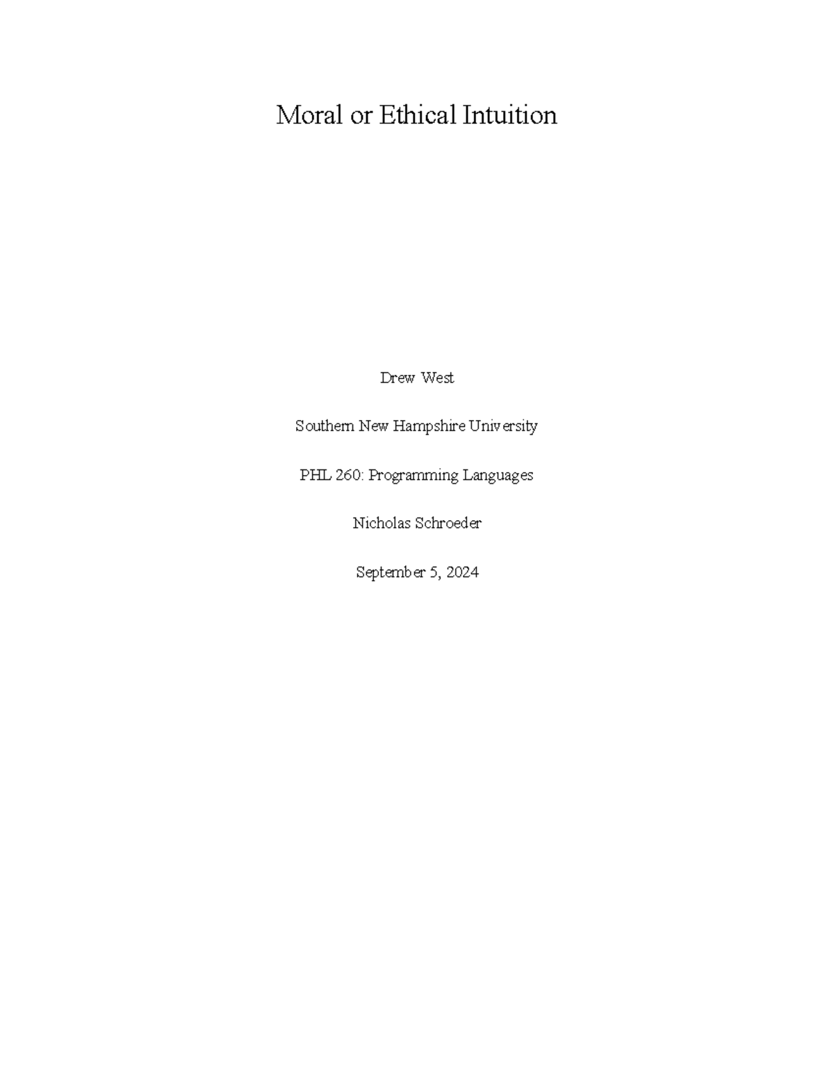1-2 Moral or Ethical Intuition West - Moral or Ethical Intuition Drew ...