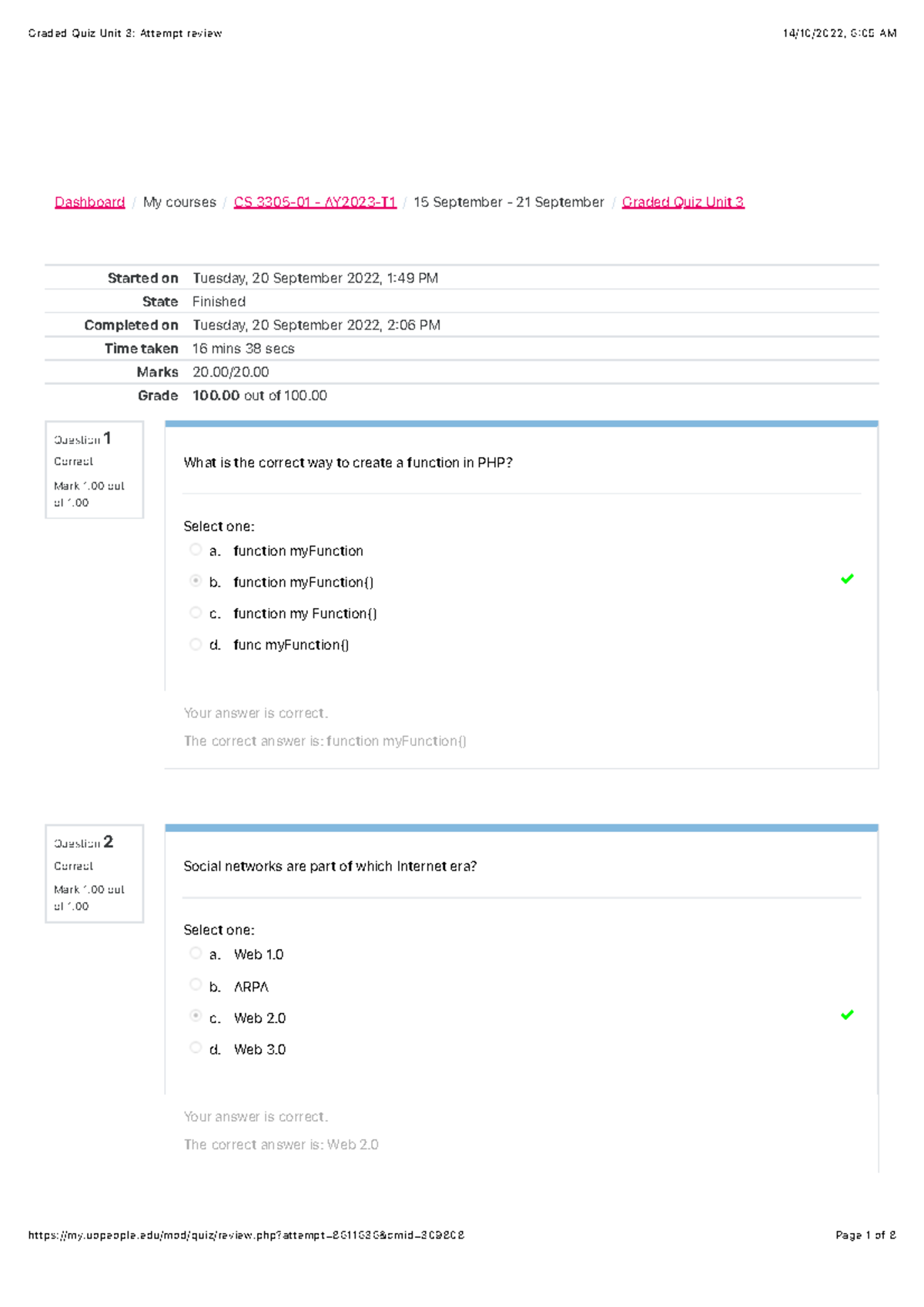 Graded Quiz Unit 3: Attempt Review - Question 1 Correct Mark 1 Out Of 1 ...