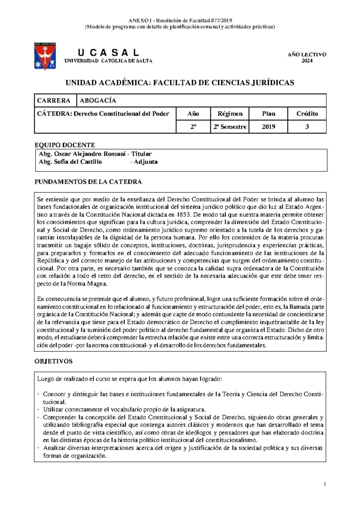 Programa Derecho Constitucional DEL Poder 2024 - (Modelo de programa ...