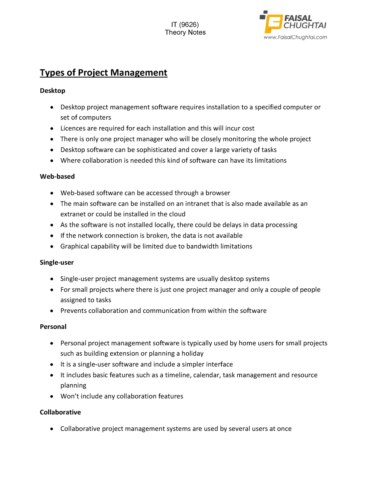 types-of-project-management-it-9626-theory-notes-types-of-project