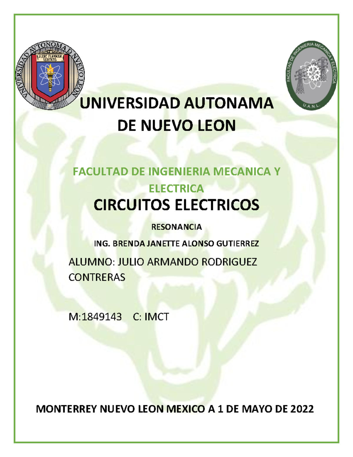Rodriguez Contreras Julio Armando 1849143- Resonancia - UNIVERSIDAD ...