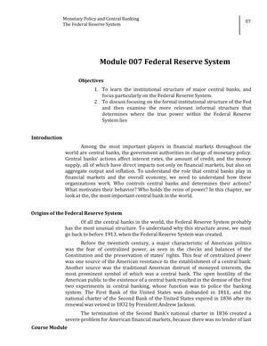 Module Lesson 6 - Gxfgfg - Monetary Policy And Central Banking Banking ...