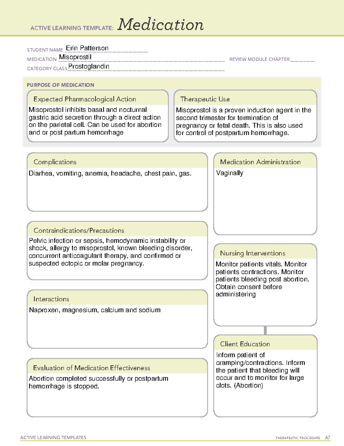 Misoprostil - Meds - ACTIVE LEARNING TEMPLATES THERAPEUTIC PROCEDURE A ...