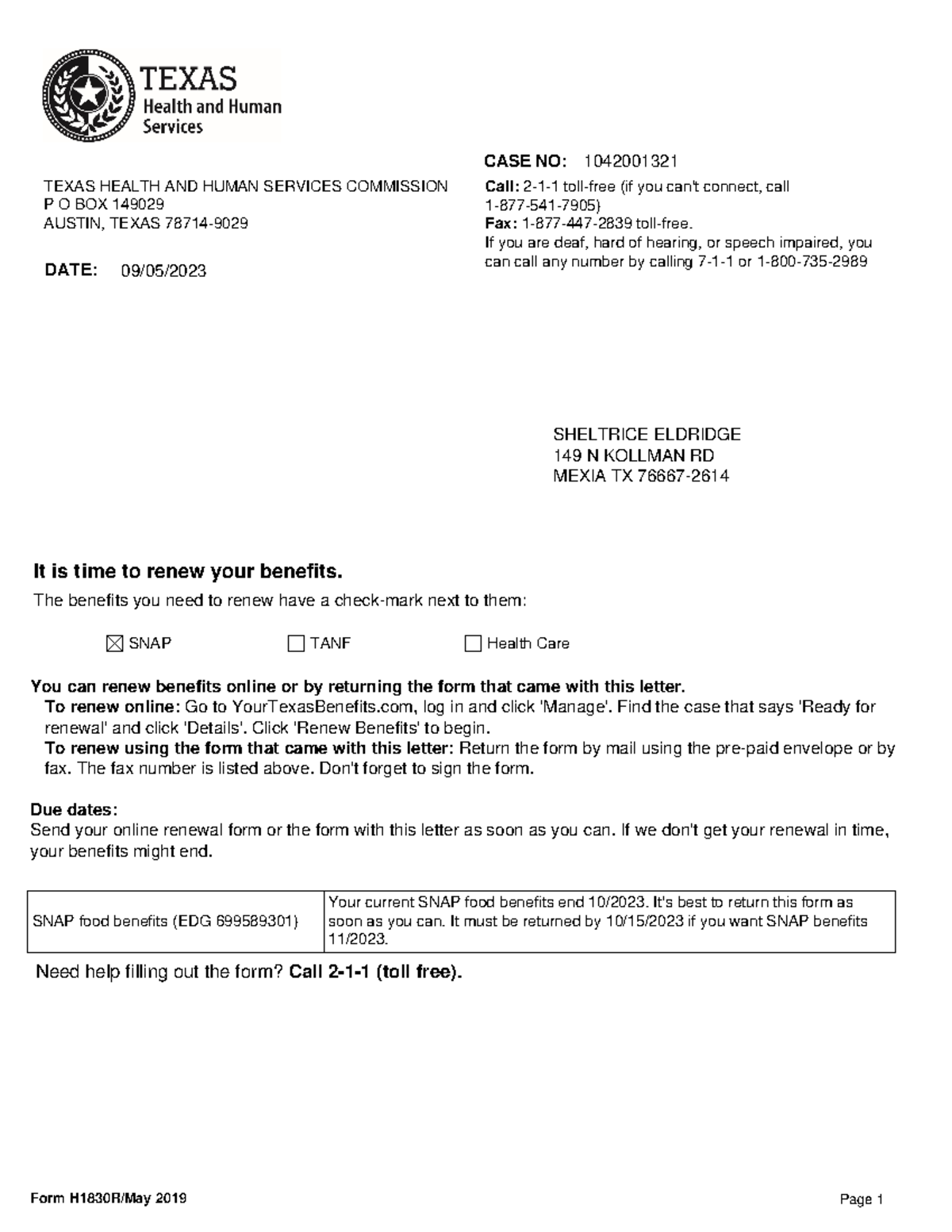 Generate - business law I - Form H1830R/May 2019 Page 1 Call: 2-1-1 ...