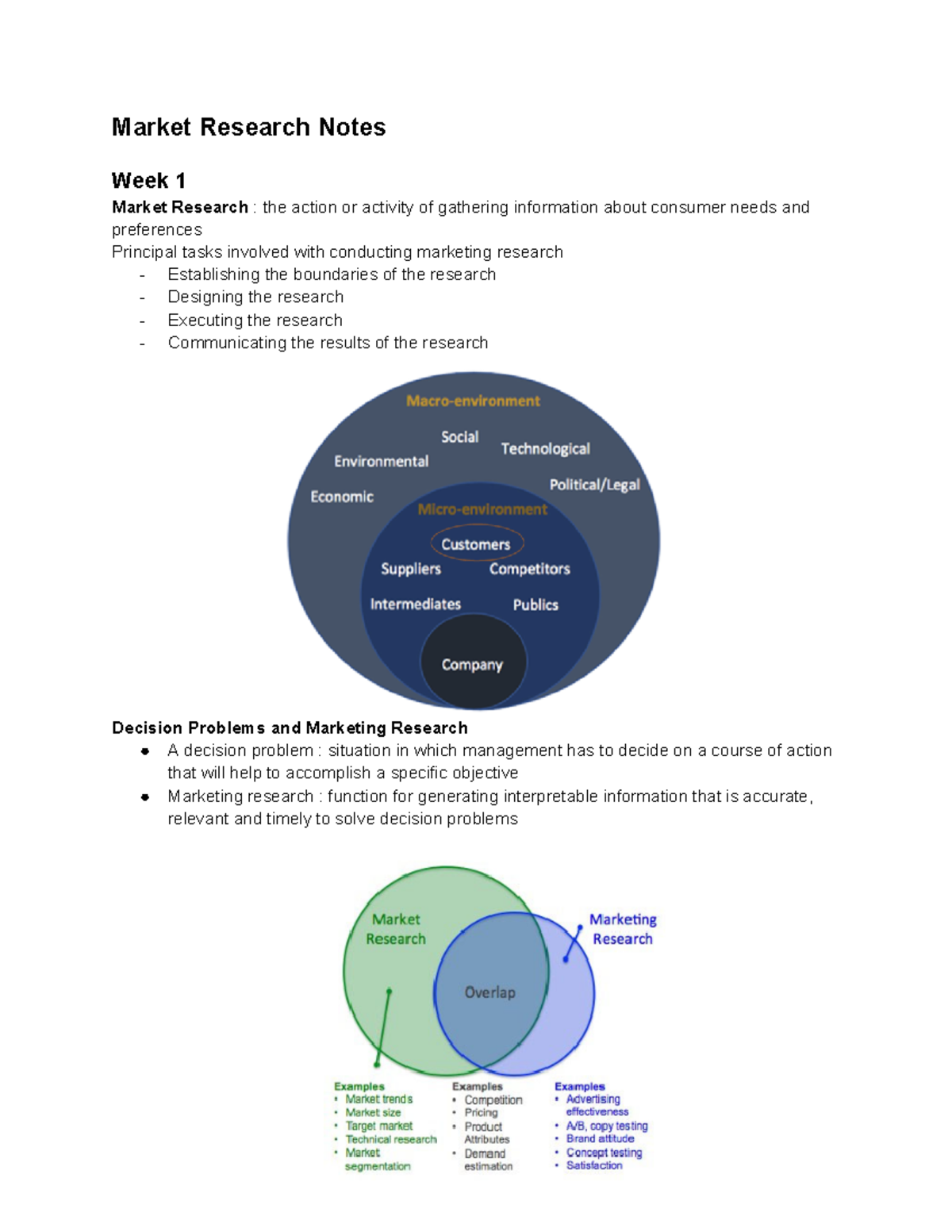 Marketing Research - Week 1-2 - Market Research Notes Week 1 Market ...