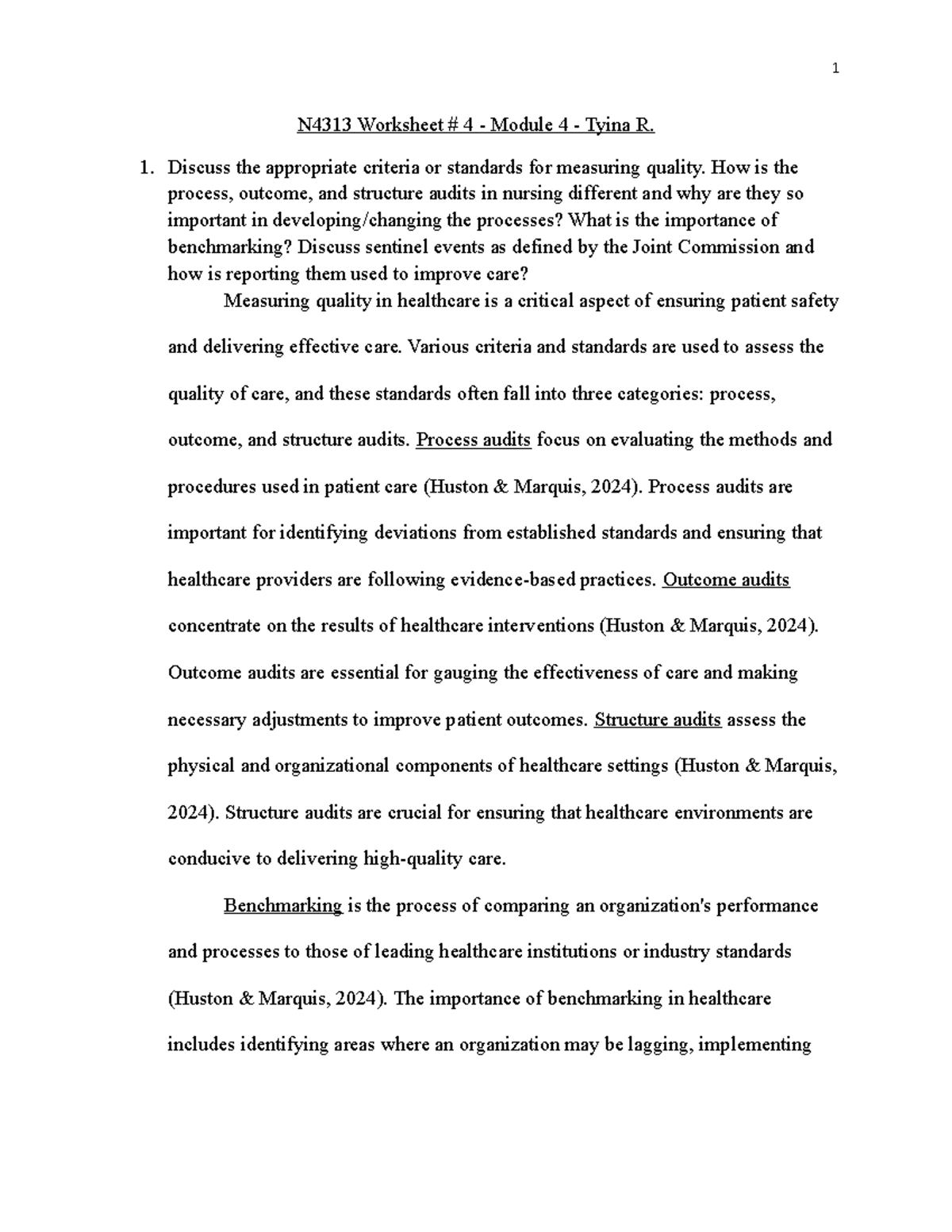 N4313 Worksheet #4-Module 4 - N4313 Worksheet # 4 - Module 4 - Tyina R ...