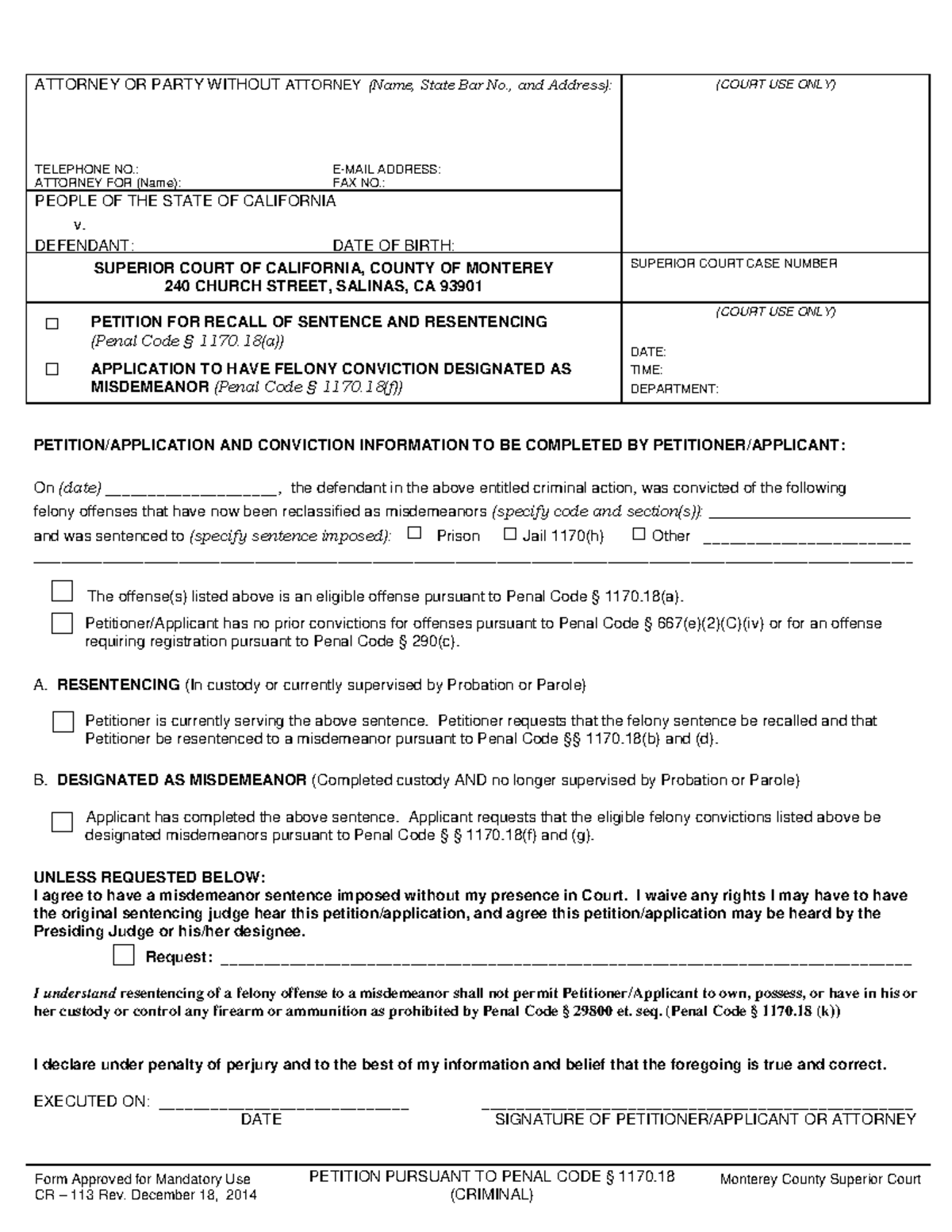 Cr-113-2 - jail - Form Approved for Mandatory Use CR – 113 Rev ...