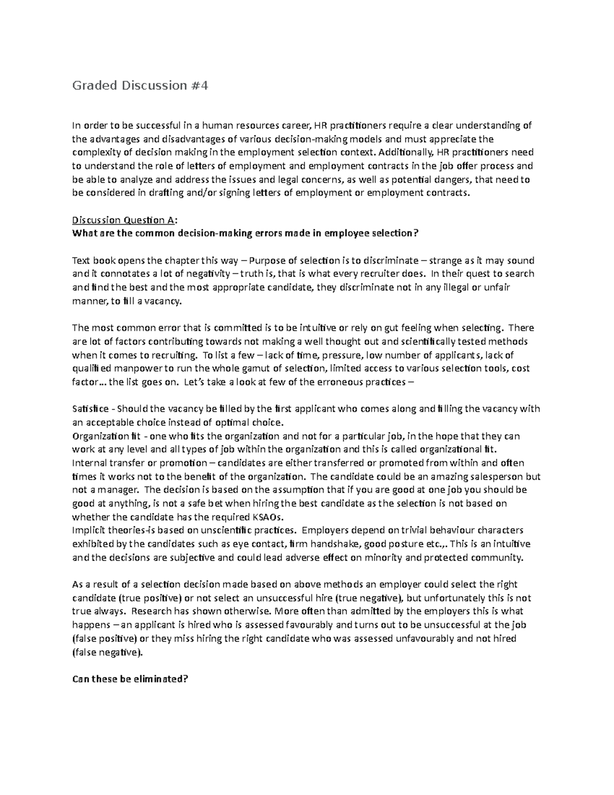 Graded Discussion 41 Outline Graded Discussion In order to be