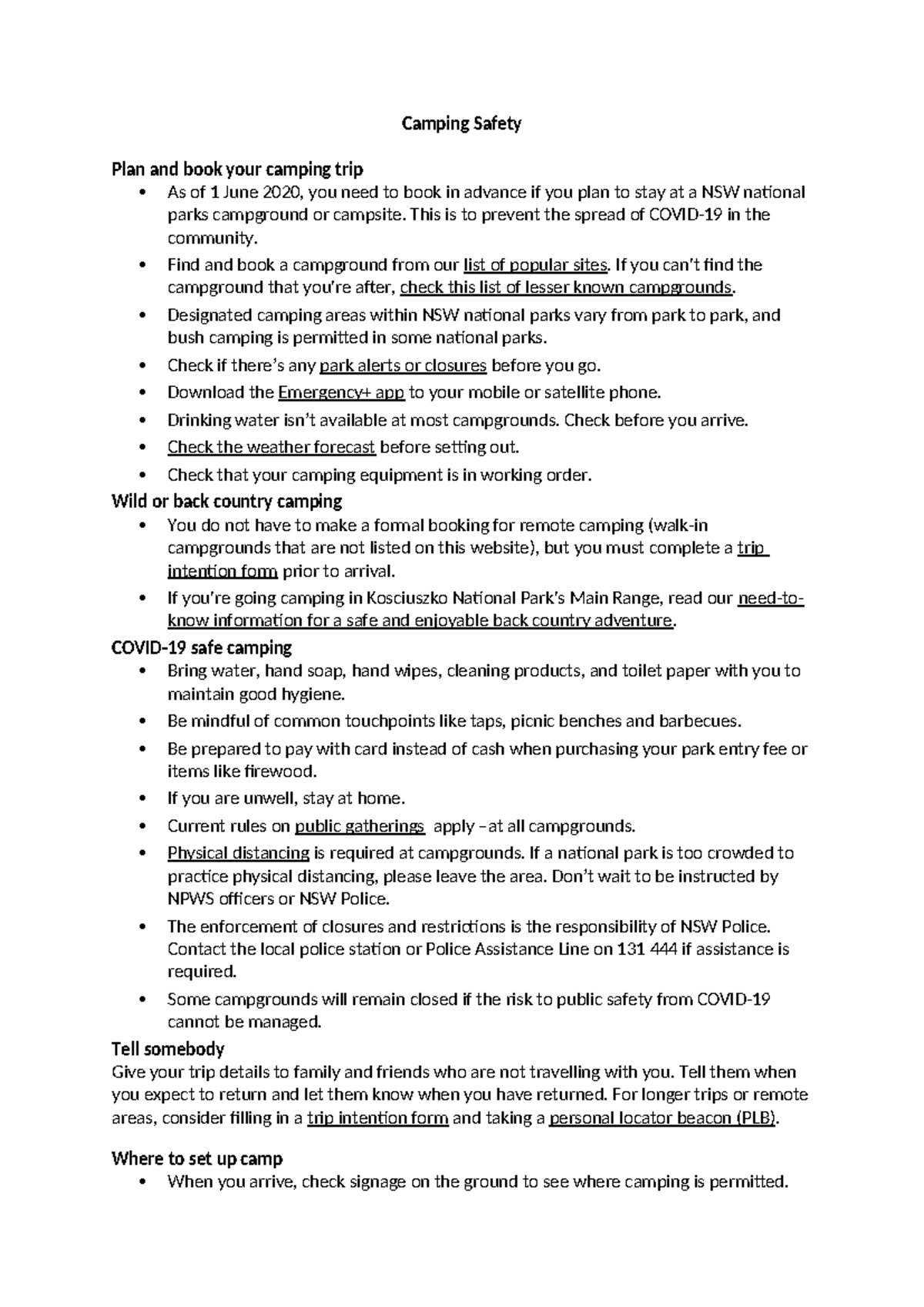 Camping Safety - Camping Safety Plan and book your camping trip As of 1 ...