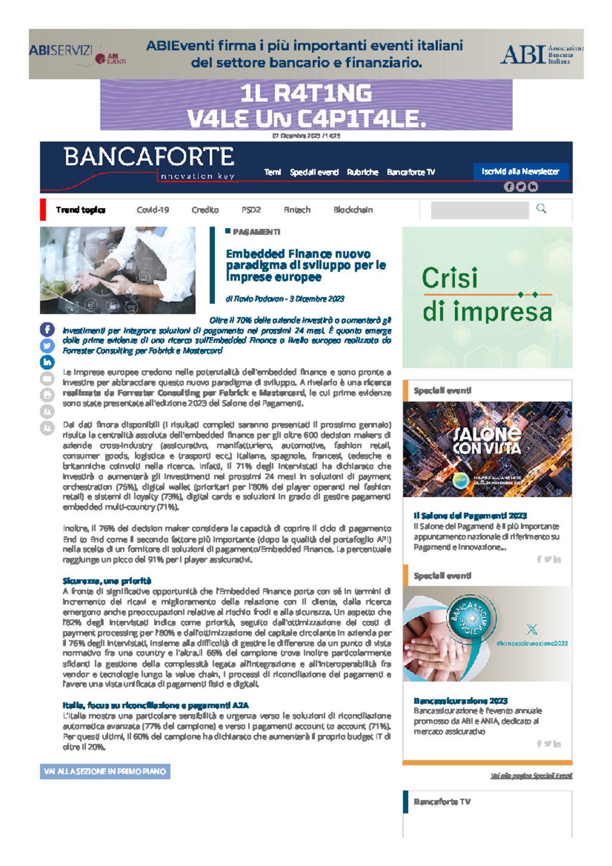 Embedded Finance Bancaforte - 07 Dicembre 2023 / 14: Iscriviti alla ...