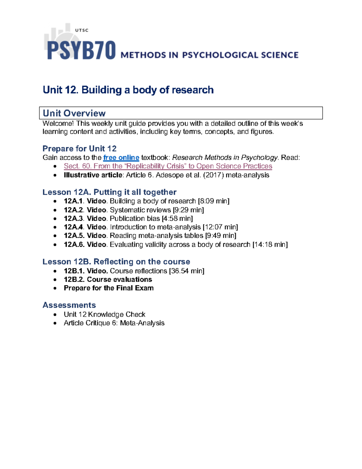 Unit 12 Study Guide Unit 12 Building A Body Of Research Unit