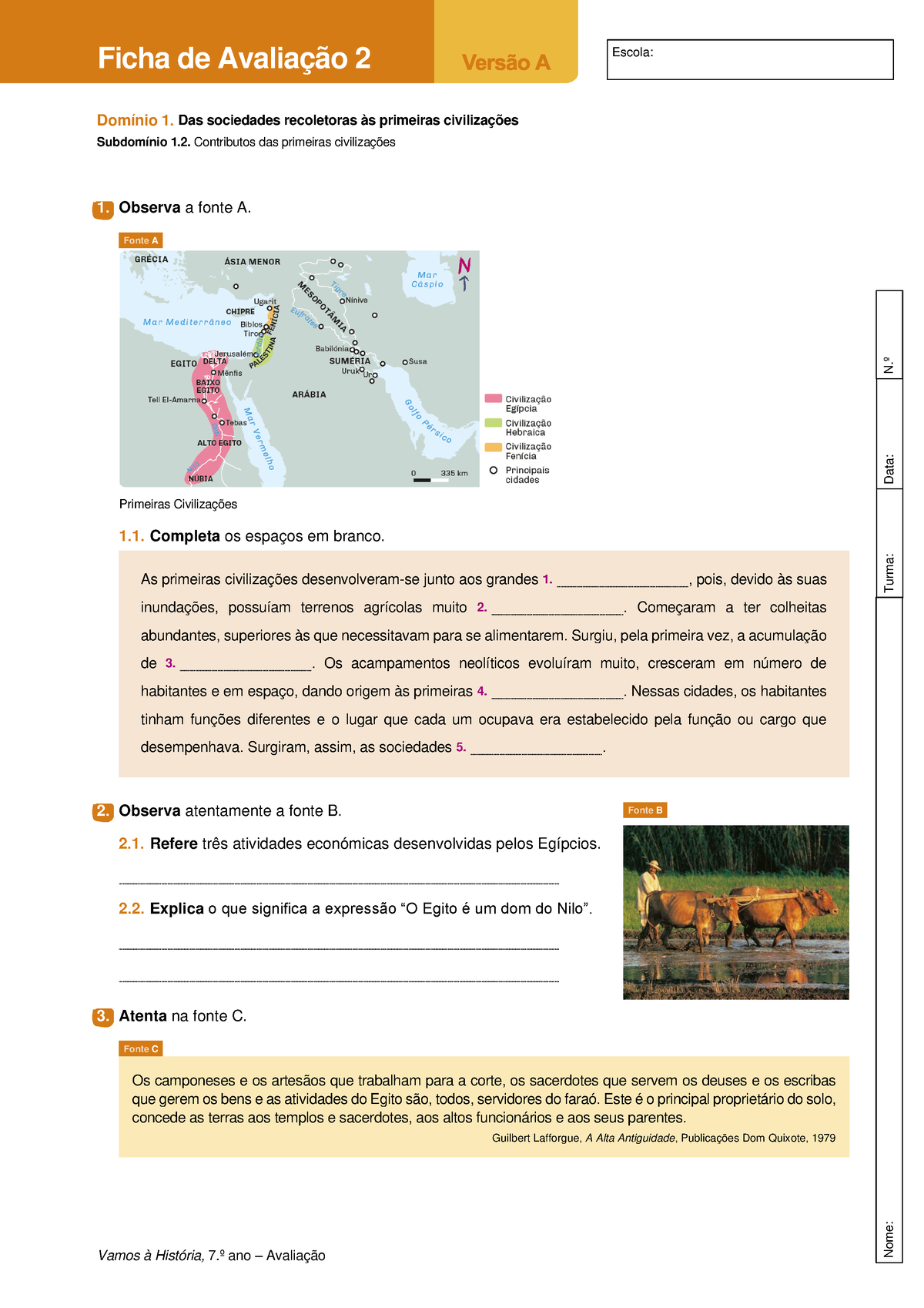 Vhist 7 Avaliacao Fa2 Fichaa Ficha - Vamos à História, 7.º Ano ...