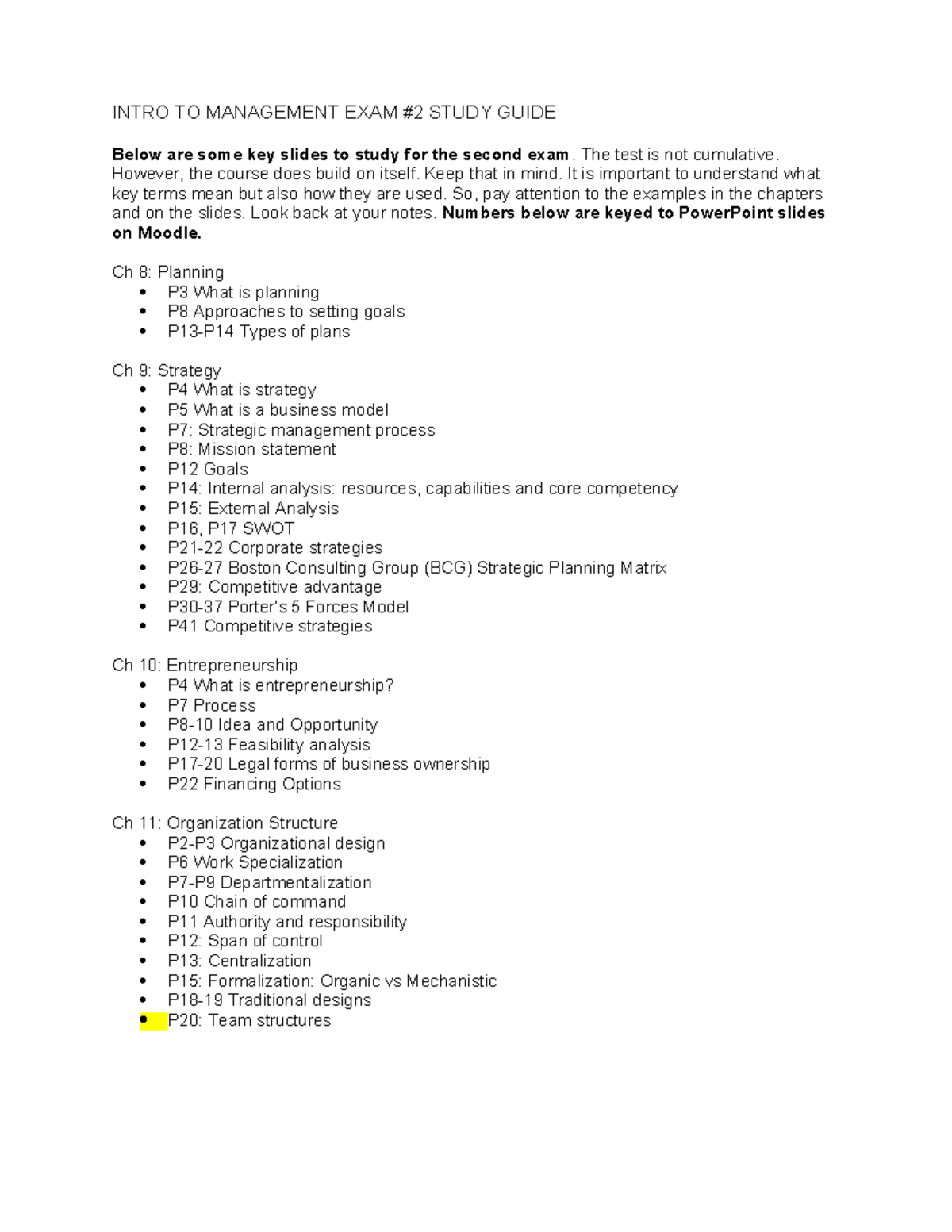 IM Exam #2 Review Sheet S24 - INTRO TO MANAGEMENT EXAM #2 STUDY GUIDE ...