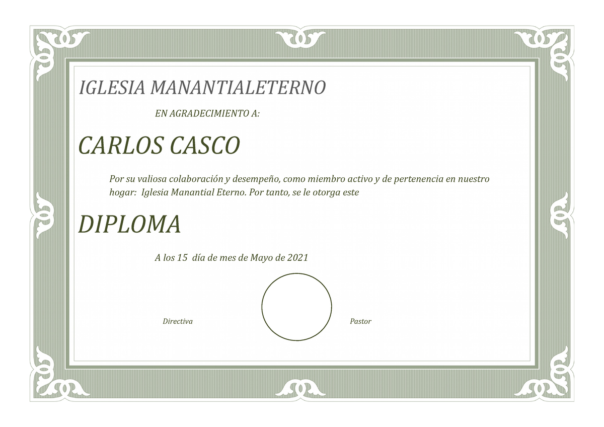 Diplomas ime - tarea de clase en formato virtual año 2021 - EN  AGRADECIMIENTO A: CARLOS CASCO Por su - Studocu