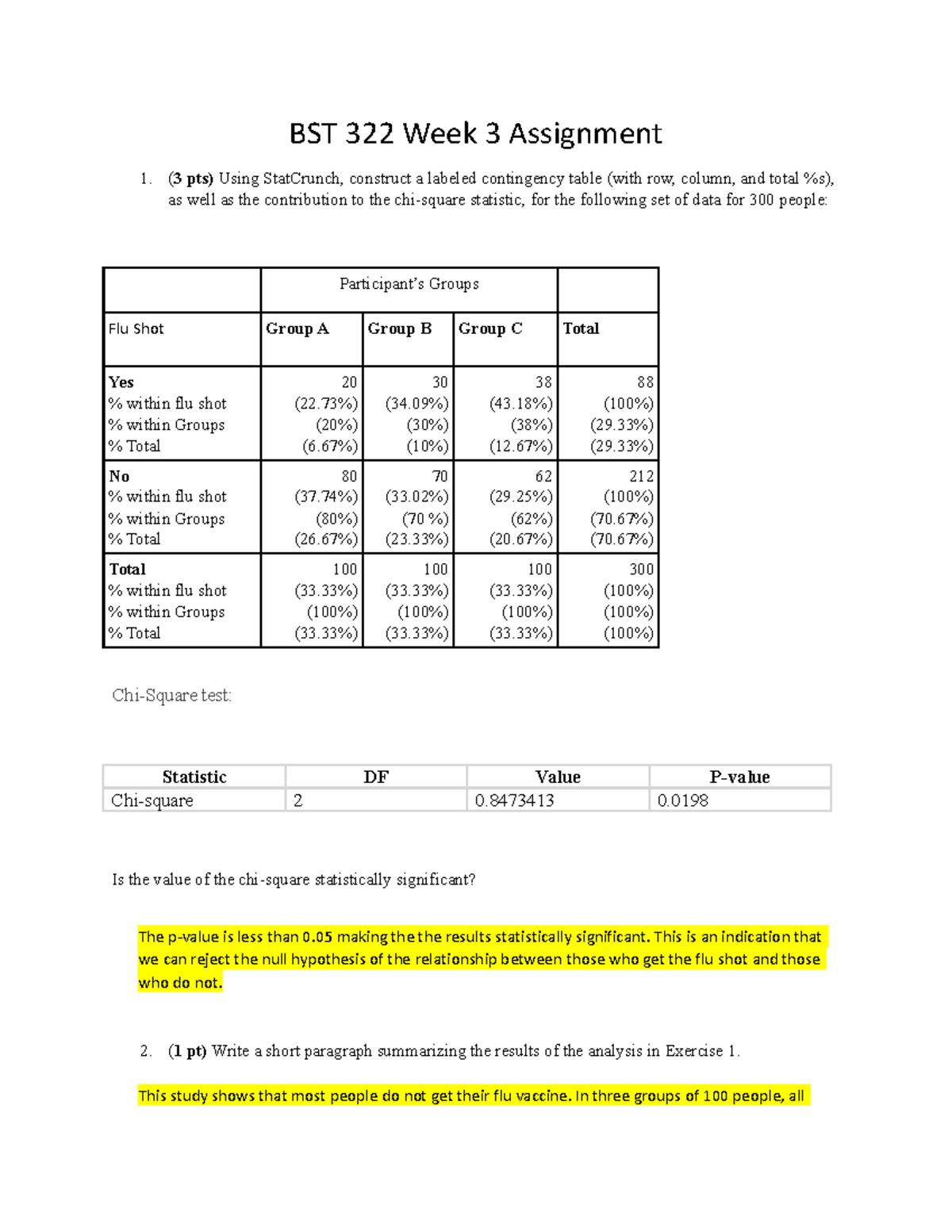 BST 322 Week 3 Assignment - BST 322 Week 3 Assignment (3 Pts) Using ...