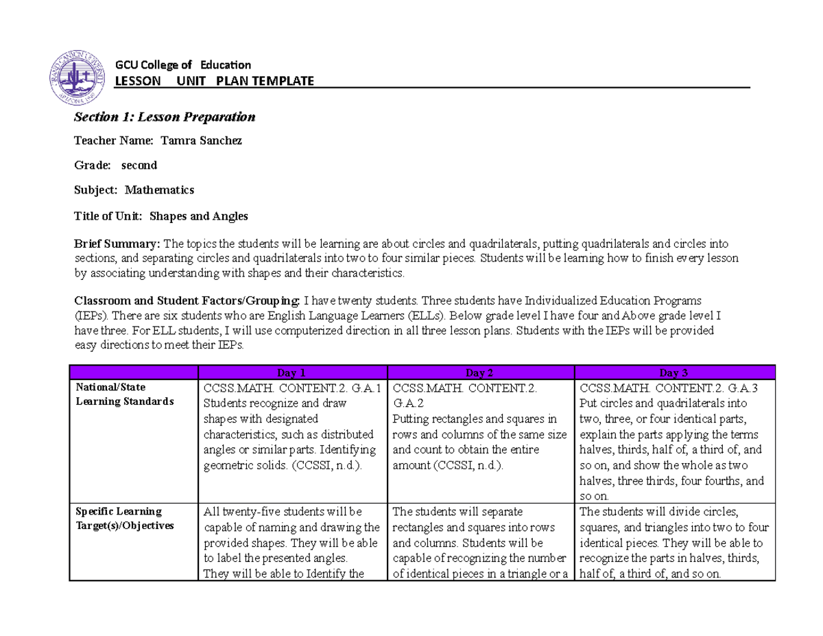 benchmark-mathematics-unit-plan-section-1-lesson-preparation-teacher