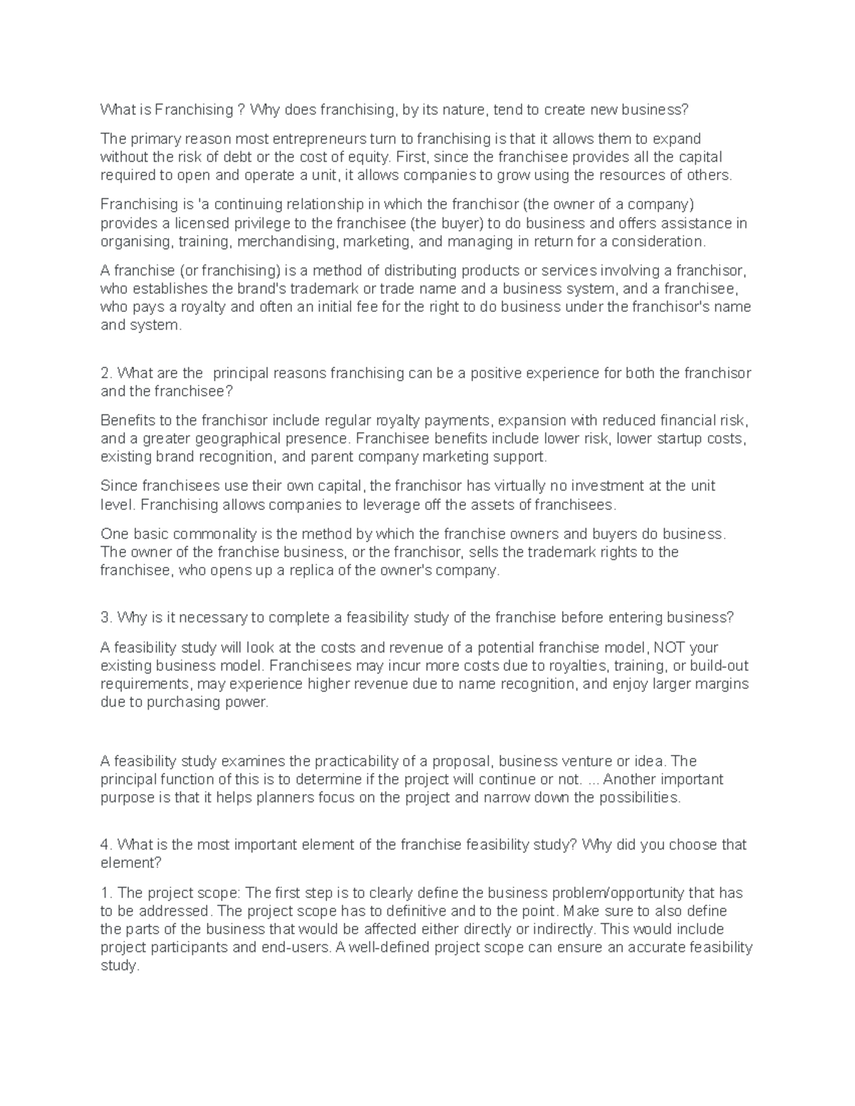 Prelim QUIZ 1 Franchising Palomares What is Franchising? Why does