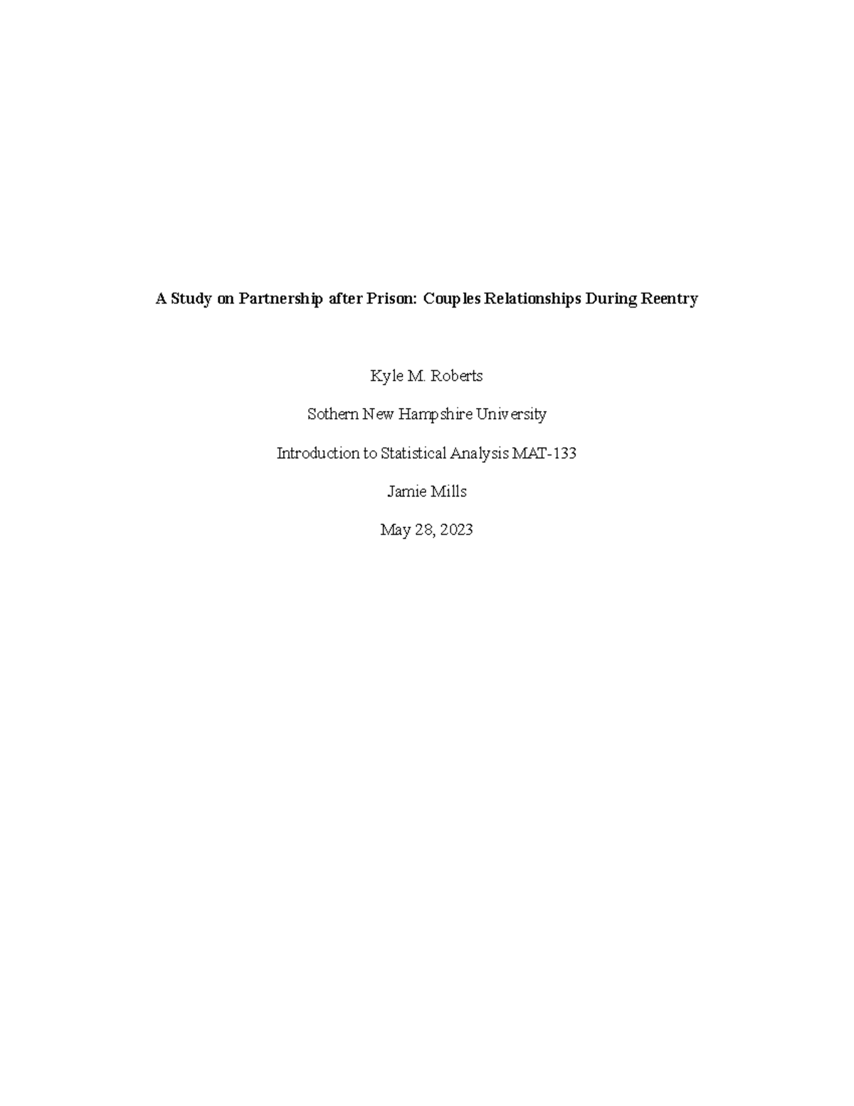 4-3 Milestone two - A Study on Partnership after Prison: Couples ...