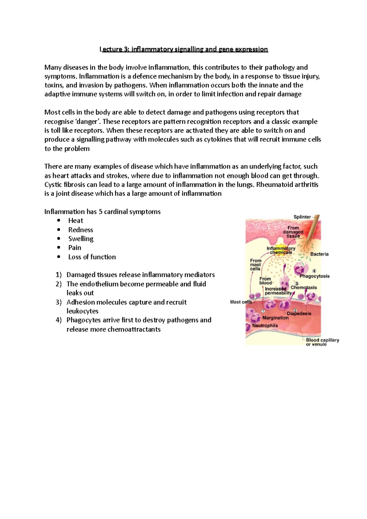Inflammatory Signalling and Gene Expression - Studocu