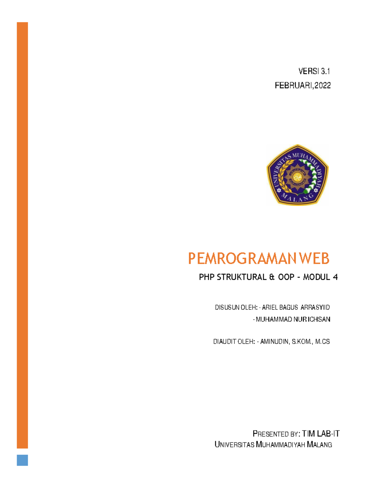 Modul 4 Attachment - VERSI 3. FEBRUARI, 2022 PEMROGRAMAN WEB PHP ...