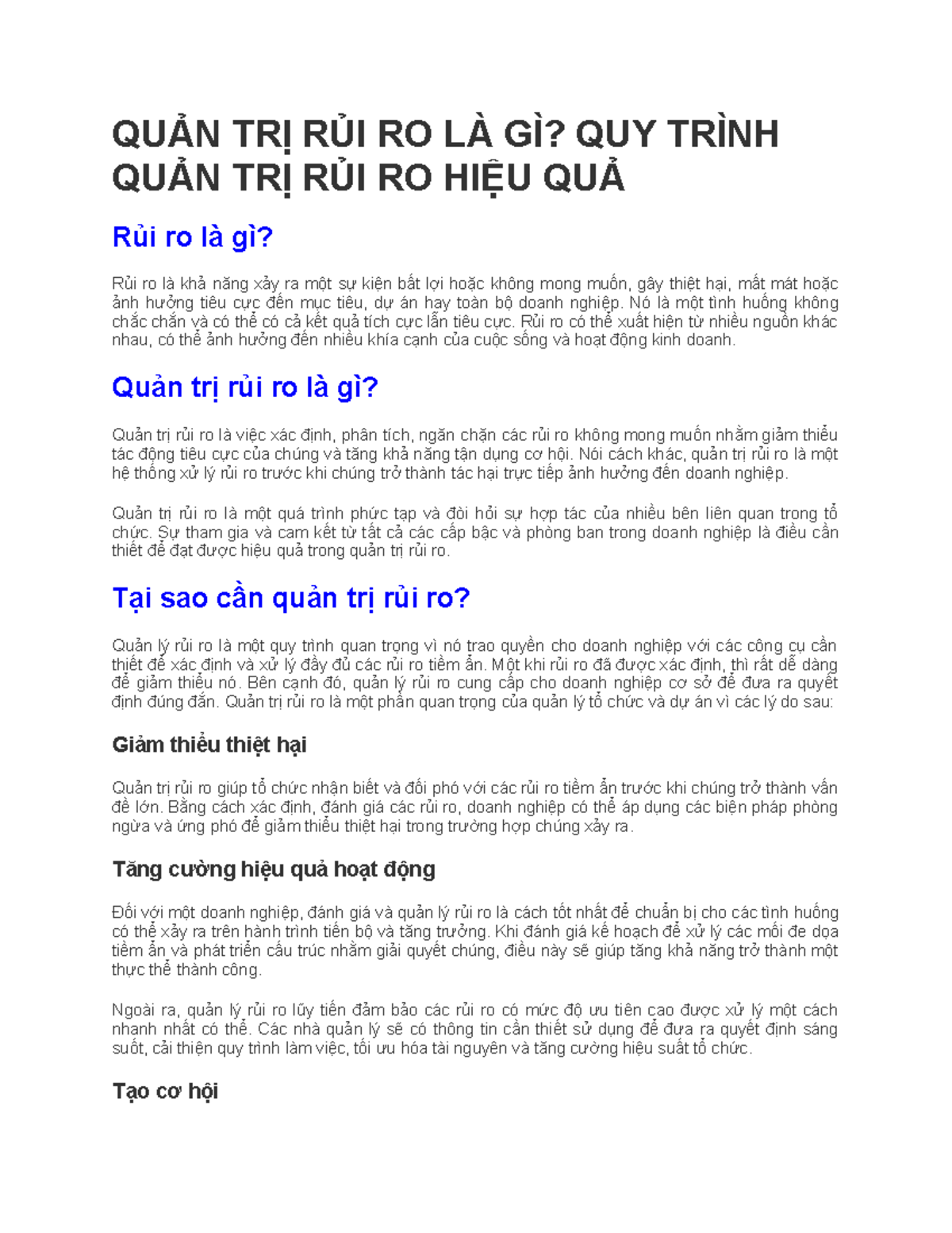 Quan Tri Rui Ro - QUẢN TRỊ RỦI RO LÀ GÌ? QUY TRÌNH QUẢN TRỊ RỦI RO HIỆU ...