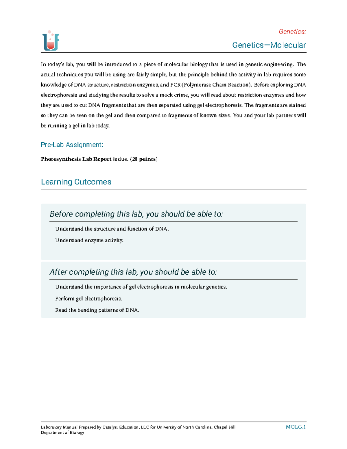 5A - genetic moleculars - Genetics: Genetics—Molecular In today’s lab ...