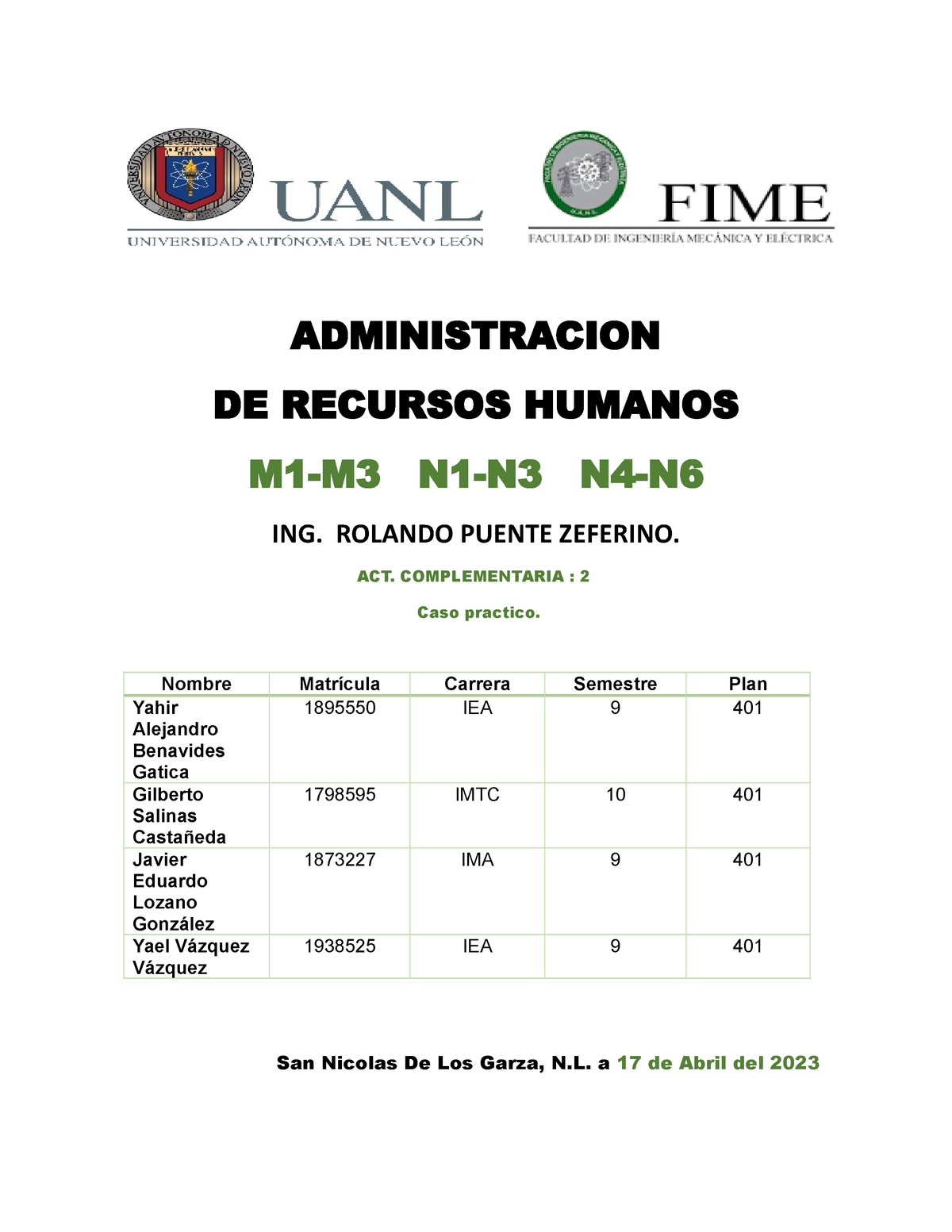 Actividad Complementaria 2 - ADMINISTRACION DE RECURSOS HUMANOS M1-M3 ...