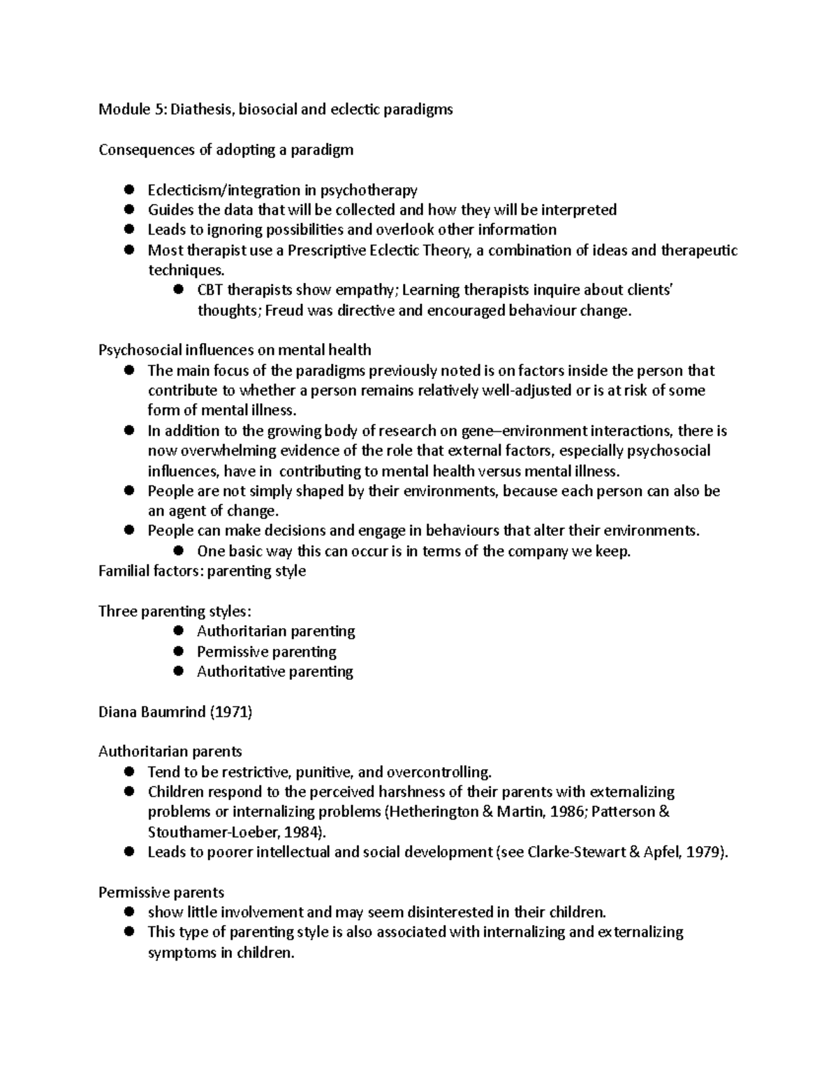 Psych 240 Module 5 Notes - Module 5: Diathesis, biosocial and eclecic ...