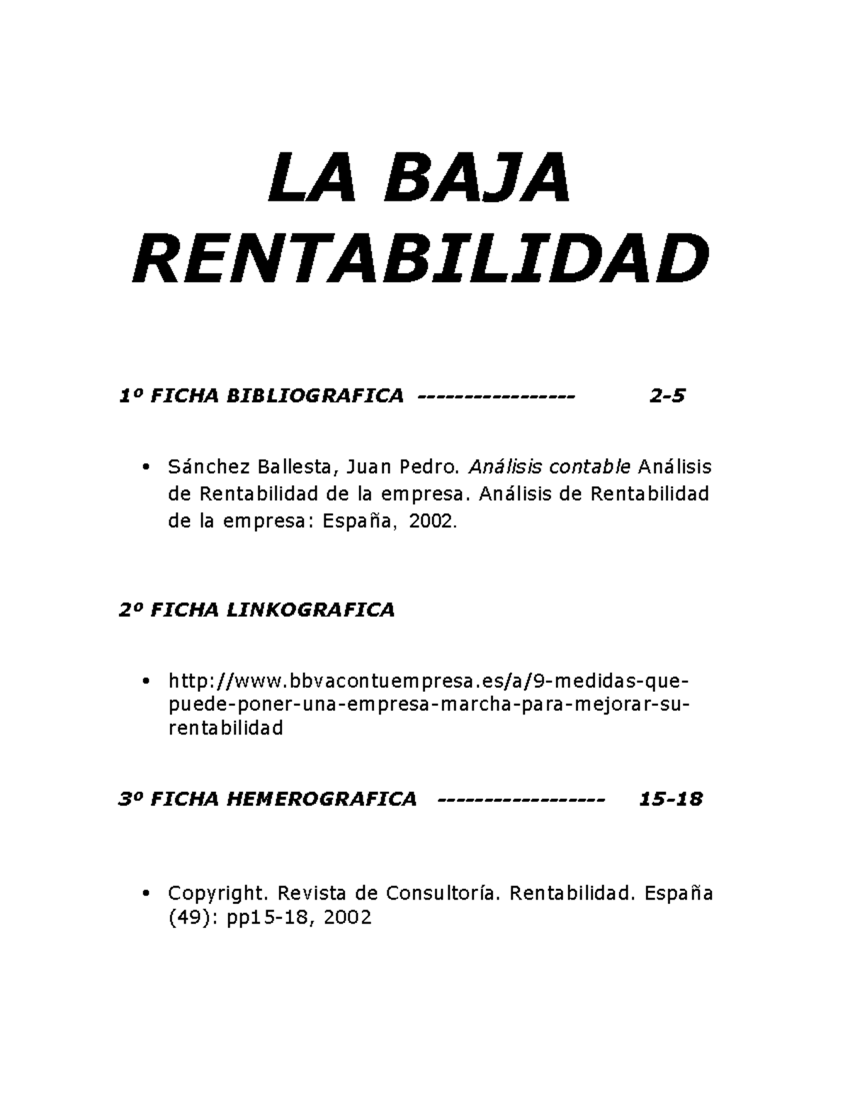 LA BAJA Rentabilidad de una empresa - 1º FICHA BIBLIOGRAFICA - 2- 5 ...