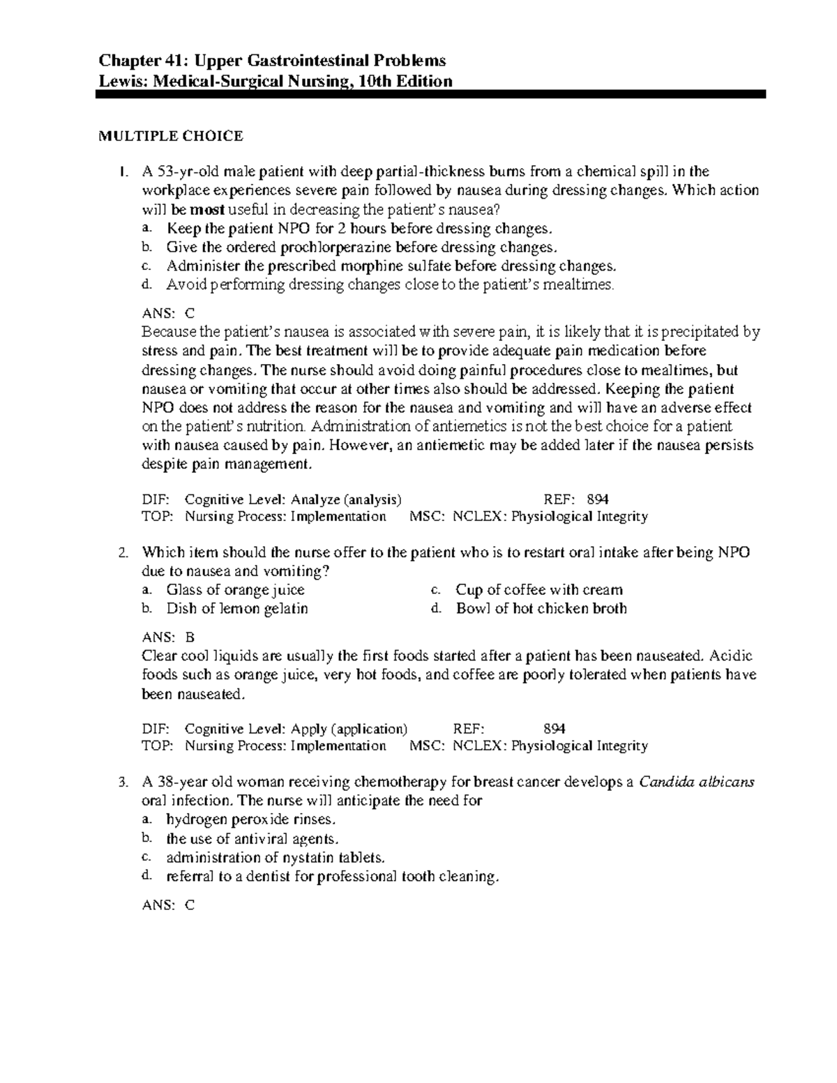 C41 - Lewis Book Med Surg - Chapter 41: Upper Gastrointestinal Problems ...