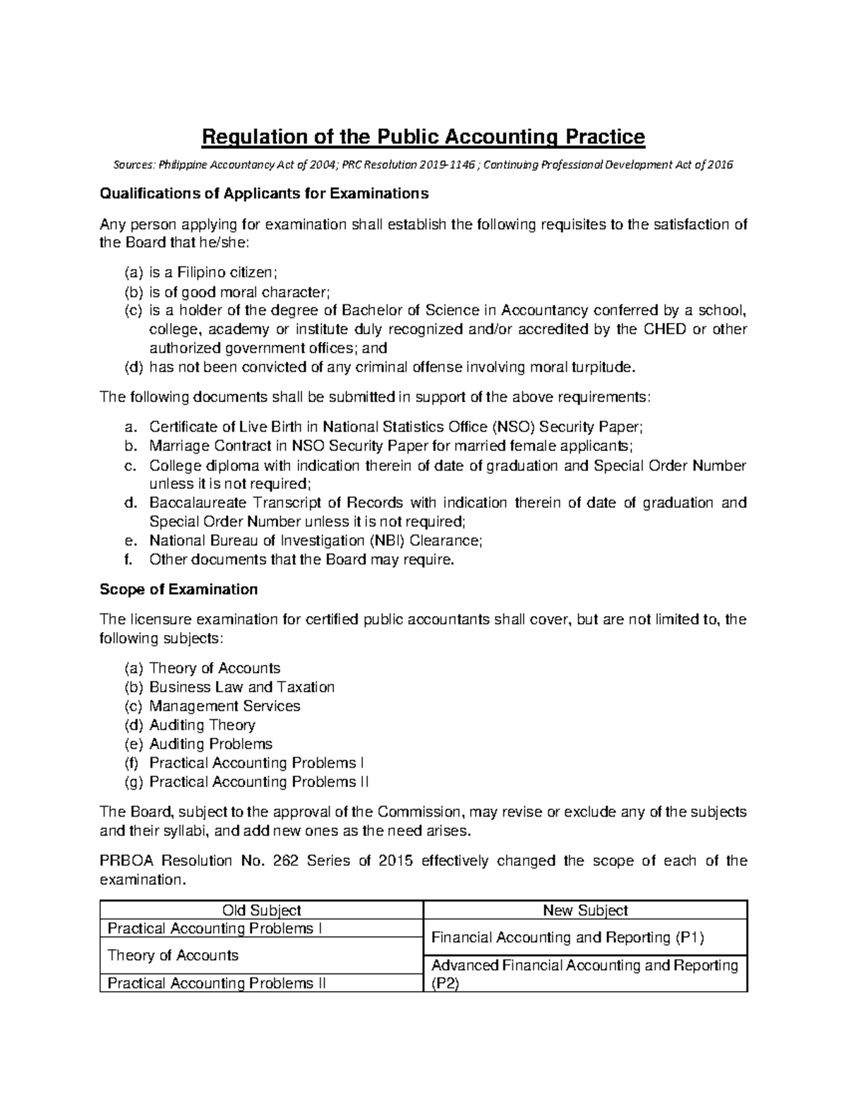 06 Regul a tion of the Public Accounting Pr a ctice Regulation of the