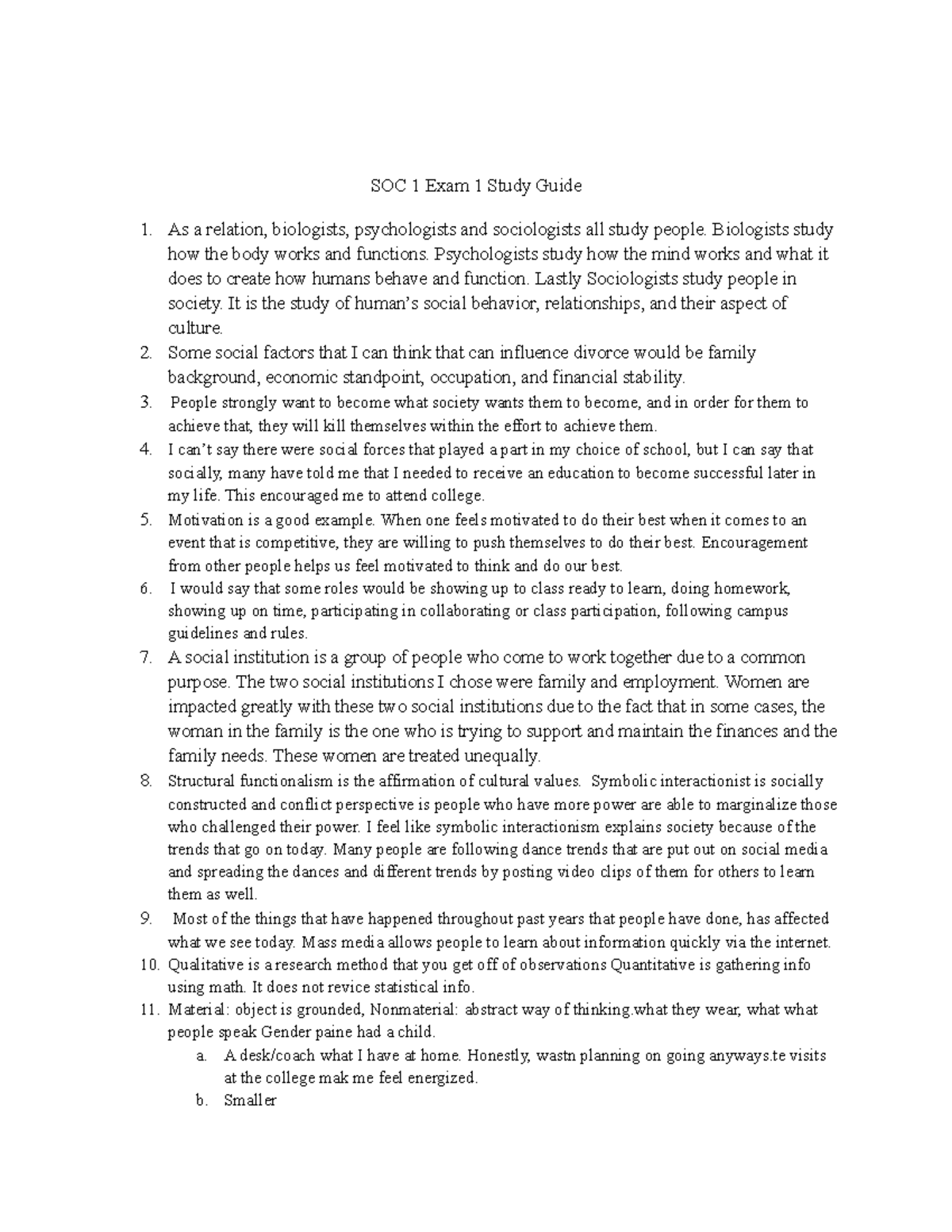 SOC 1 Exam 1 Study Guide - Studocu