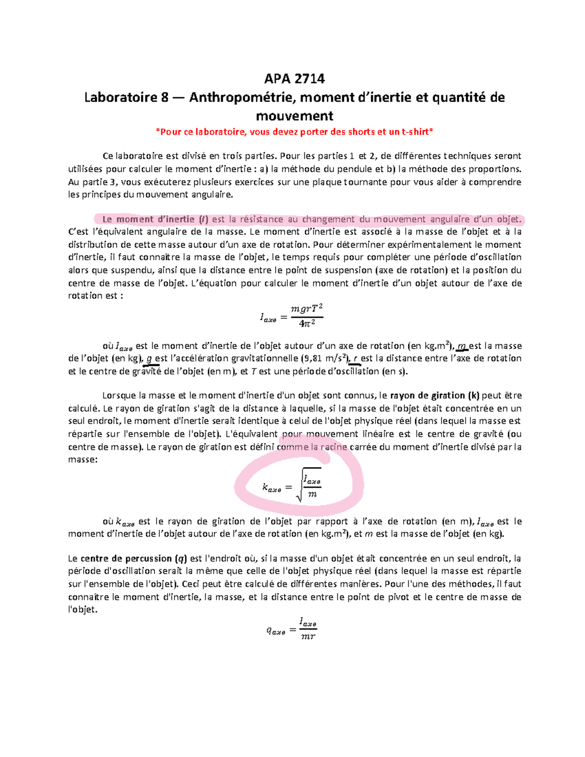 Labo 8 - Anthropométrie - APA 2714 Laboratoire 8 — AnthropomÈtrie ...