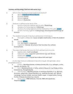 BIOL 2401 – Unit 1 Exam Review - Chapter 1 Describe the organization of ...