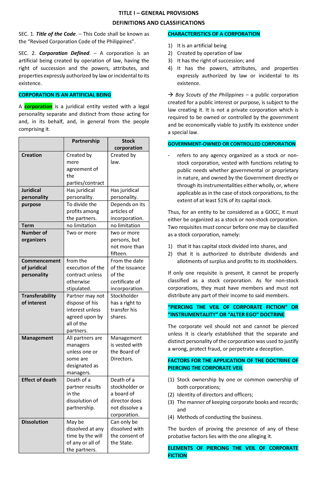 Title 1 Outline - TITLE I – GENERAL PROVISIONS DEFINITIONS AND ...