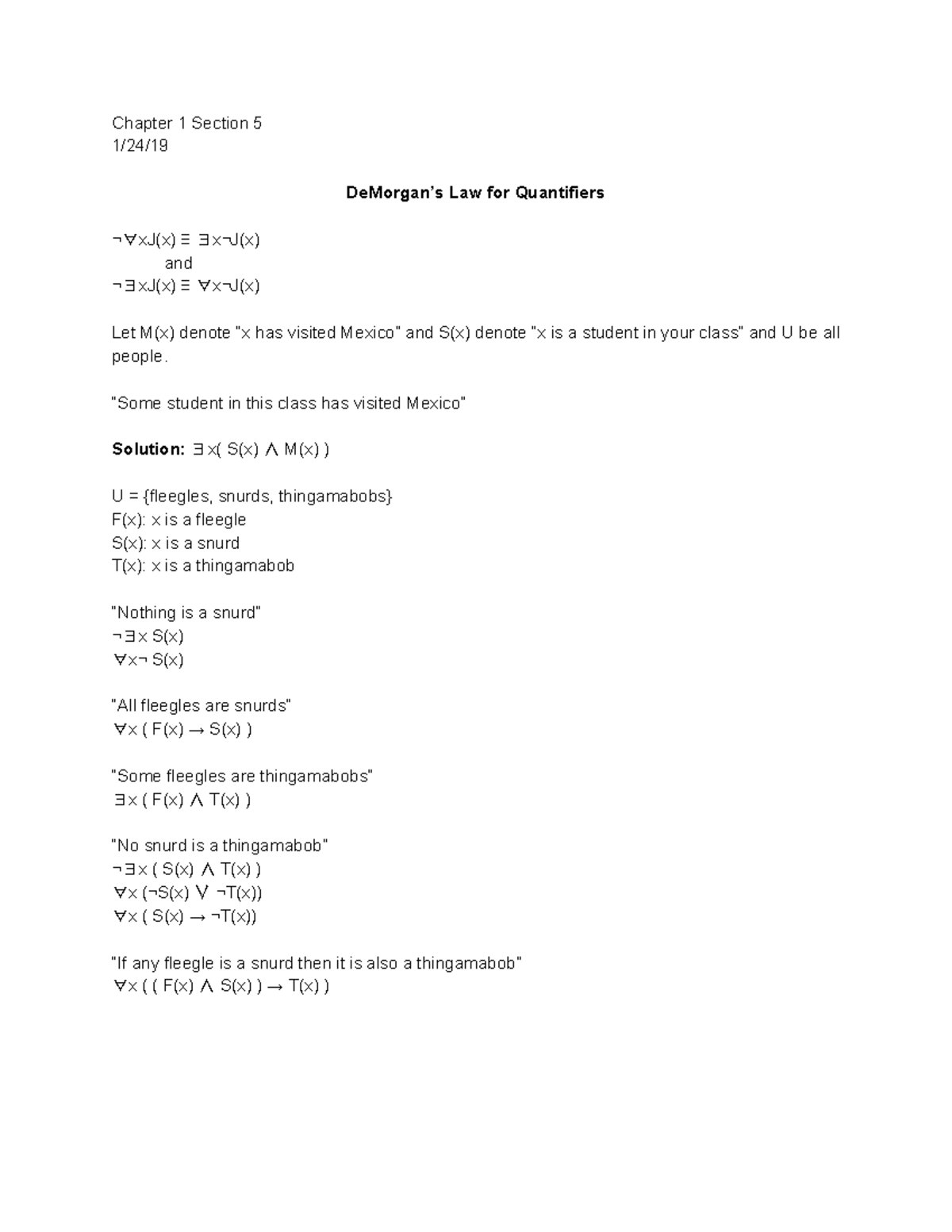 Chapter 1 Section 5 - Lecture notes 6,7 - Chapter 1 Section 5 1/24/19 ...