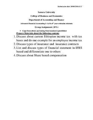 Advs I ch-1 - Advanced accounting 1 - CHAPTER ONE INCOME TAXES (IAS-12 ...