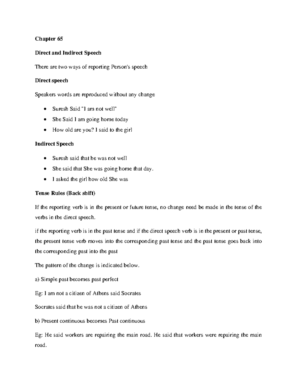 Chapter 65 Direct And Indirect Speech Chapter 65 Direct And Indirect