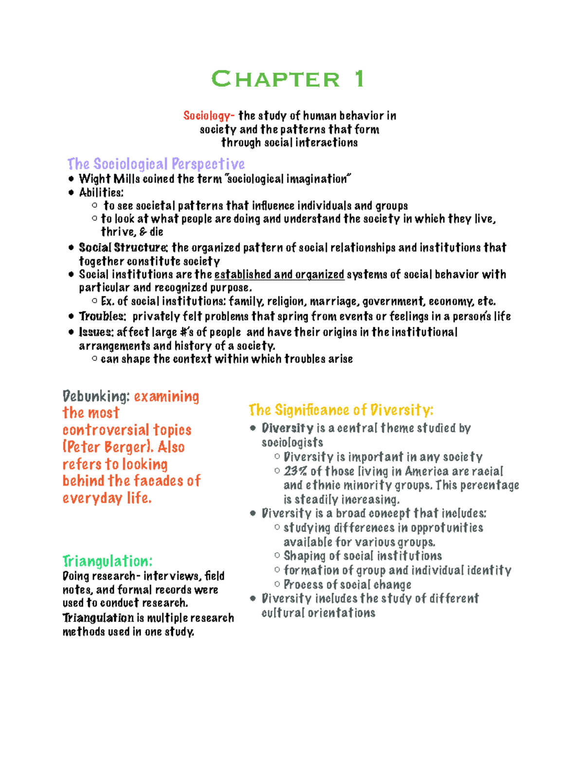 Sociology- Chapter 1 - Lecture notes 1 - SOCI 101 - MSU - Studocu