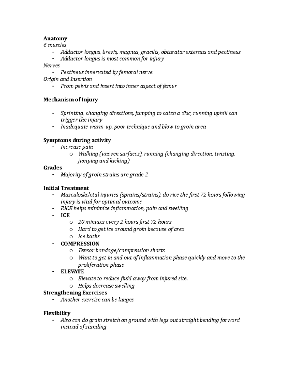 Groin Strain Presentation Notes - Anatomy 6 muscles - Adductor longus ...