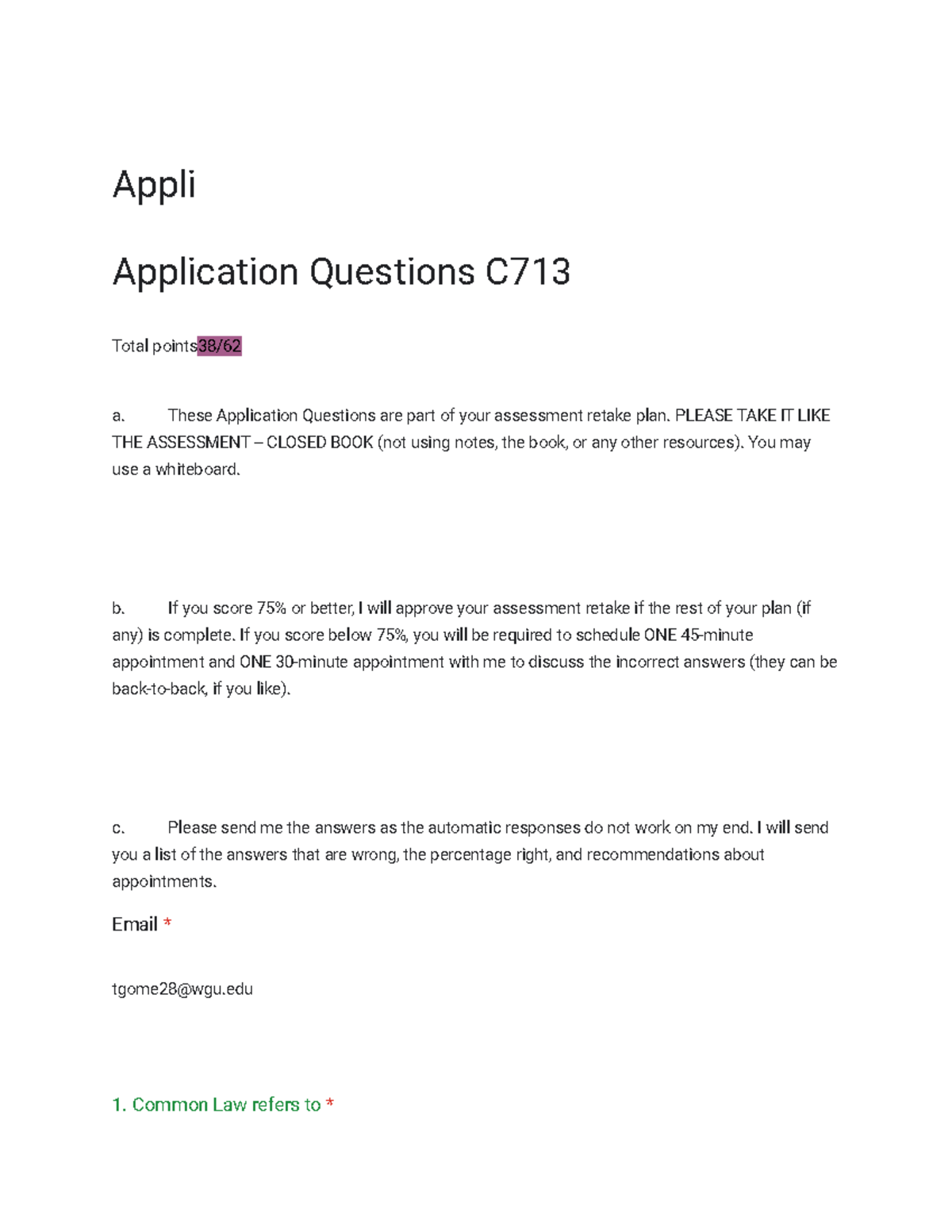 Study Guide Quiz Answers for second attempt - Appli Application ...