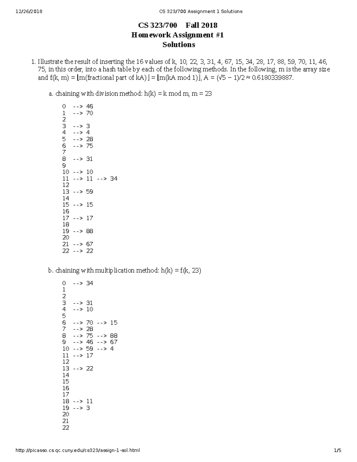 CS 323 700 Assignment 1 Solutions - Solutions Illustrate the result of ...