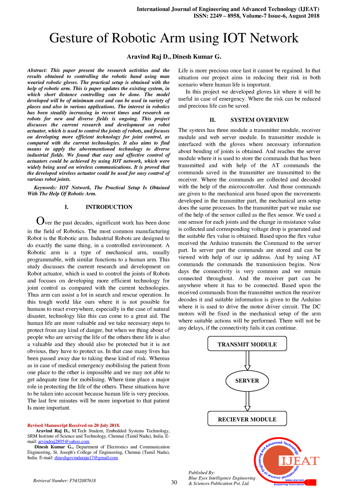 robotic arm research paper ieee