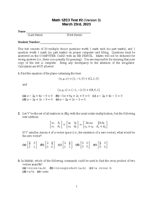 1ZC3 Test 2 Walkthrough Solutions - Math 1Zc3 - Studocu