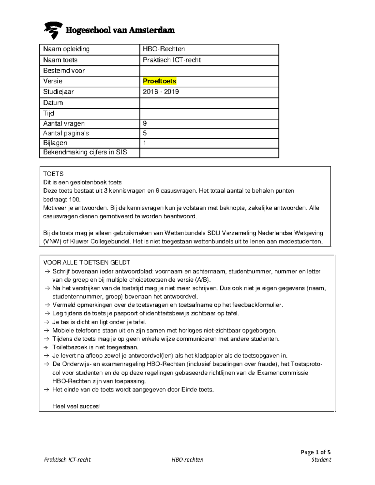 Proef/oefen Tentamen 1 Januari 2018, Vragen En Antwoorden - Naam ...