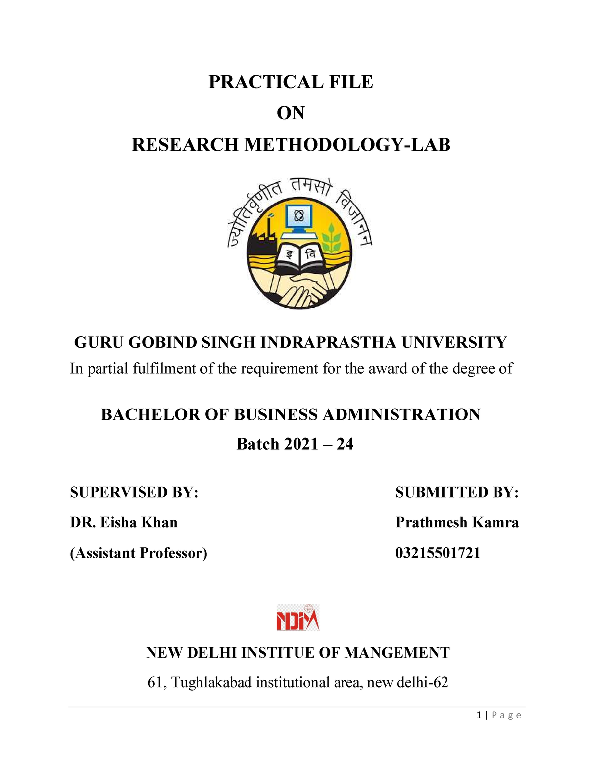 RM LAB - Prathmesh Kamra - PRACTICAL FILE ON RESEARCH METHODOLOGY-LAB ...