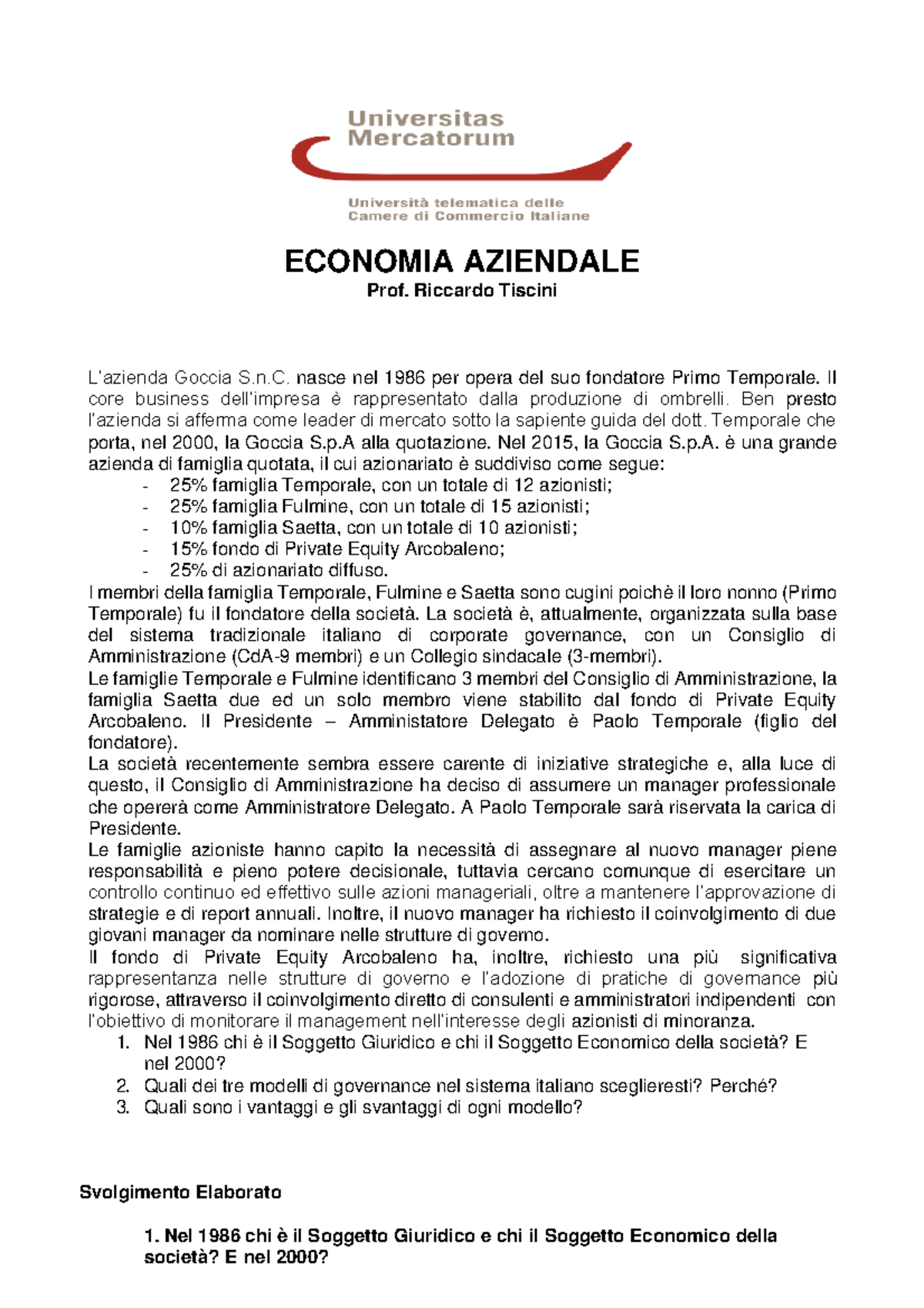 Elaborato Di Economia Aziendale - L18 - Economia Aziendale ...