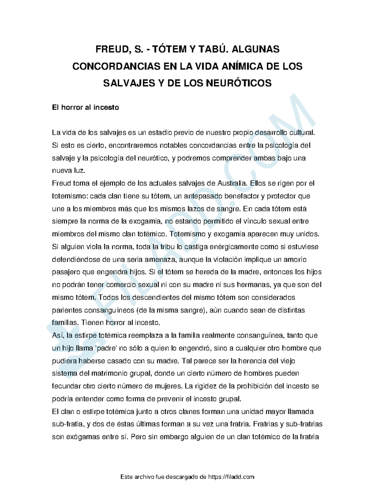 Freud Totem Y TABU Algunas Concordancias EN LA VIDA Animica DE LOS ...